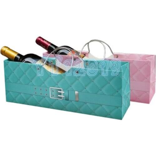 50pcs 35.5*9*12.5cm One Bottle Red Wine Paper Packing Storage Bag Event Party Package Carrier Paper Bag With Handle