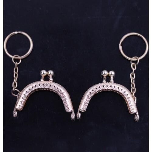 50PCS Rose Gold 5cm Mini Arch Metal Purse Bag Frames Handbag Kiss Clasps Clutch Buckle Luggage Replacement Hardware Key Ring