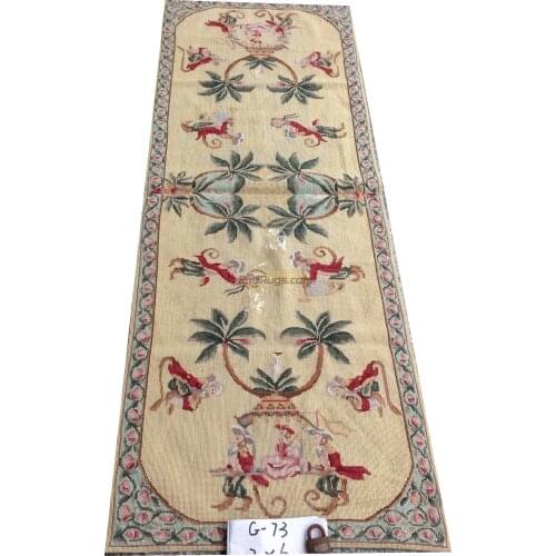 Antique French Flower Needlepoint New Wool Woolen Needlepoint Woven Sofa Floor Use Wool runner Rug Carpet