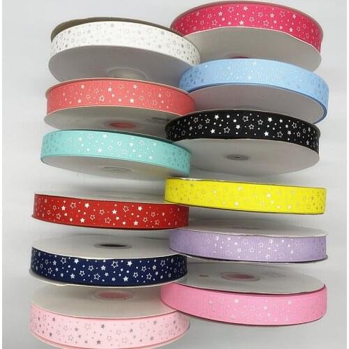 3 yards 25mm satin ribbon silvering star ribbon with for Wedding Christmas Party Decorations DIY Bow Craft