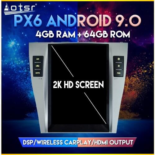 Car DVD player For Toyota Camry 2006-2011 PX6 Android 9.0 Tesla style Vertical screen Car GPS Navigation Player CARPLAY
