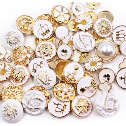 White Color Metal Buttons mix any style Sweater Coat Decoration Buttons Accessories DIY 50Pcs/Lot JS-mix002