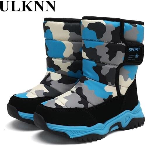 Childrens Snow Boots Boys Winter Non-slip Waterproof 26-38 2021 Blue Shoes Winter Kids Warm Shoes Fashion Footwears