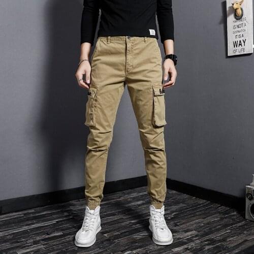 Fashion Streetwear Men Joggers Embroidery Designer Big Pocket Casual Cargo Pants For Men Slim Fit Hip Hop Ankle Banded Trousers