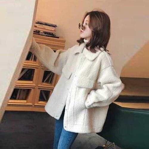 Elegant Faux Fur Coat Women 2019 Autumn Winter Warm Soft Button Fur Jacket Female Plush Overcoat Pocket Casual Teddy Outwear