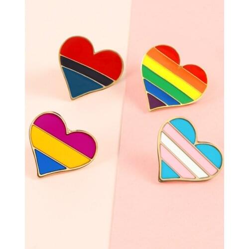 Rainbow Heart Enamel Pins Pride Gay Lesbian Pride LGBT Pin Creative Badge Cute Brooches Lover Jewelry For Men Women Unisex Gift