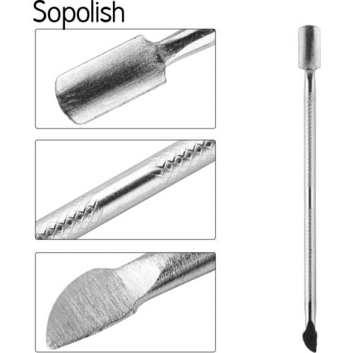 Sopolish Nail Art tools Stainless Steel Cuticle Pusher Essential Cuticle 2 Way Spoon Pusher Pedicure Manicure Care Cleaner