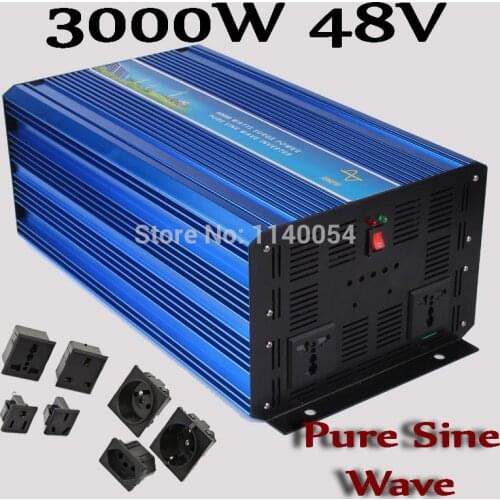 3000W Solar Wind Power System Inverter 48V DC to AC 100-120V or 220-240V, Pure Sine Wave Output 3000W off grid Inverter 48V