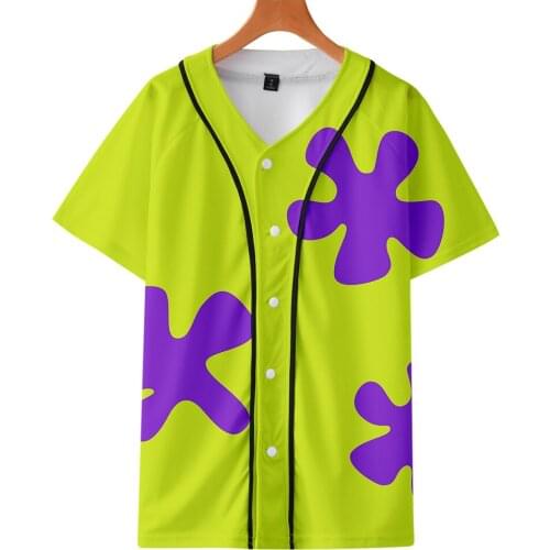 Kawaii Patrick Star Summer New Baseball uniform T-shirt Fashion Hip hop Baseball T shirt Jersey Mens Clothing Womens Clothes