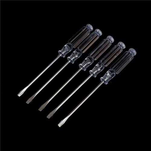 5pcs/lot Mini Small Magnetic Precision Clear Screwdriver Home Repair Tool Nonslip Handle Flat Head Slotted Screwdriver