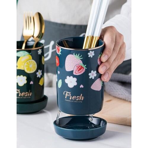 Chopstick holder Knife spoon multi-function Household tableware organizer High-end ceramic supplies