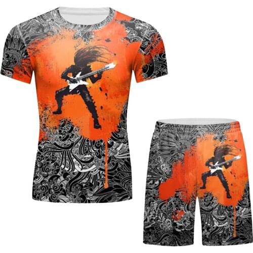 Wholesale 100% Polyester 3D Printed Full Sublimation Short Sets Anime Hot Sale Mens Shirts