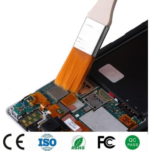 100pcs Soft Nylon Brush Dust Cleaner for Computer Keyboard Cell Phone Tablet PCB Cleaning Repair Tools Wood Flat Handle Brushes