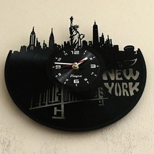 New York City Wall Watch Home Decor 12 inch NY Statue of Liberty Skyline Wall Art Modern Wall Clock