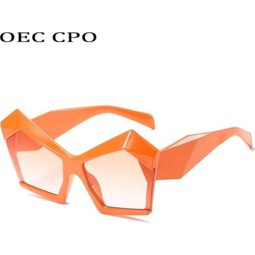 OEC CPO Vintage Cat eye Women Sunglasses Retro Glasses Orange Eyeglasses Female Shades Punk Sun Glasses Ladies Brand Designer