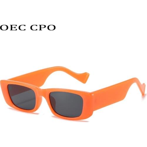 OEC CPO Vintage Square Sunglasses Women Retro Small Rectangle Sun Glasses Female Sexy Orange Eyewear For Men Lunette De Soleil