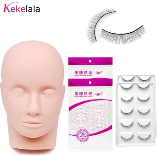 Kekelala Plastic Fake Eyelash Extension Practice Model Silicone Makeup Training Head Graft Lash Lift Rubber Mannequin Set Tools