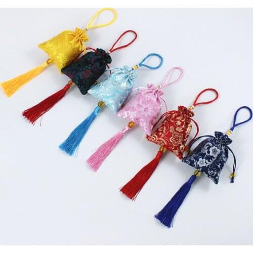 1pc sachet empty bag embroidery dried flower bag pendant Charms Tassel pouch Sachet bead storage 8.5x12cm jewelry bag