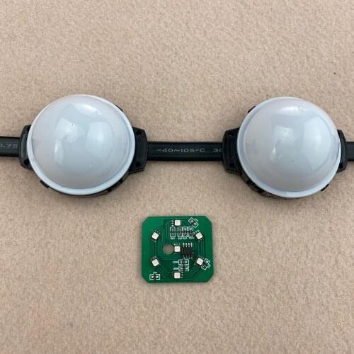 WS2811 led pixel module;50mm diameter;1.68W,7pcs leds inside,DC24V input;IP68;milky cover;epoxy resin filled