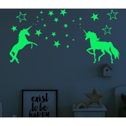 Luminous Unicorn Wall Stickers For Kids Room Home Decor Baby Bedroom Glow In The Dark Stars Wall Stickers Ceiling Home Decor