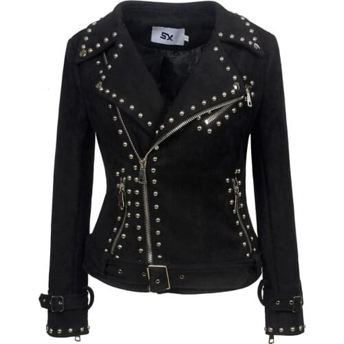 SX2019 winter and autumn fashion Motorcycle Jacket Black deerskin velvet jacket