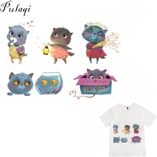 Pulaqi Anime Cartoon Heat Transfers T-Shirt Iron On Clothing DIY Decoration Thermal Transfer Garment Printed Stickers E