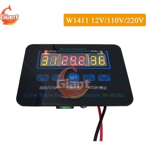 W1411 AC 110V 220V DC 12V Digital LCD Temperature Controller Heating Cooling Switch Control XH-W1411 Multifunction Thermostat