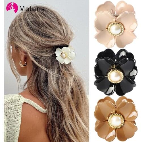 Molans New Pearl Hair Claws For Women Girls Hair Clips Hairpins Flower Barrettes Hair Crab Styling Make UP Tool Hair Accessories