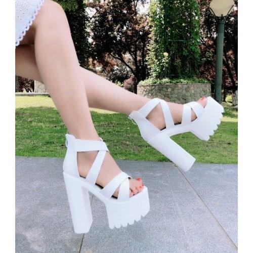 Black Platform Women Sandals Summer 2021 Female Shoes Woman Block Heel Fashion Buckle Causal Sandals Cheap High Quality