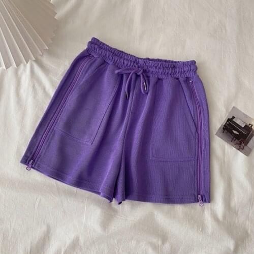 Harteen Vetement Femme 2021 Summer Korean All Match Shorts High Waist Sports High Street Shorts Zipper Fashionable Casual Womens