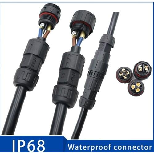 1Pcs M19 Waterproof Connector 2 Pin 3 Pin IP68 Electrical Connector Terminal Wire Screw and Solder-Free Connector For LED Light