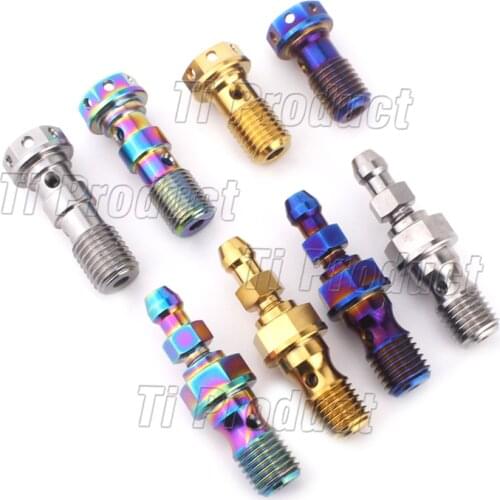 1Pcs Titanium M10x1.0 1.25 Bolt for Brembo Brake Line Single Clutch Slave Cylinder Banjo Bolt with Bleeder Valve for Ducati KTM
