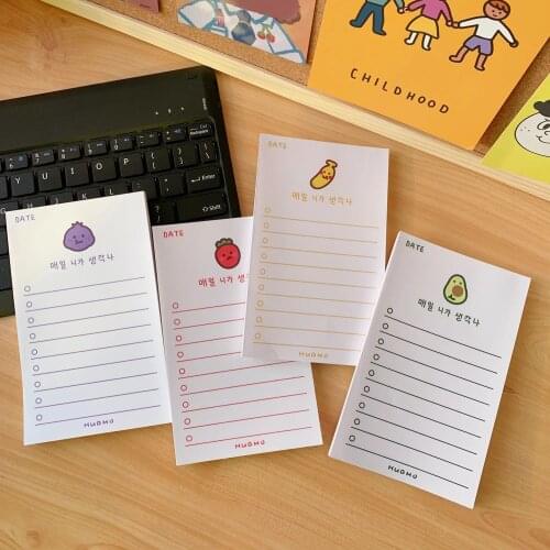 100 Sheets Korean Cartoon Fruit Student Notes Study Notes Plan Paper Notes Paper Work Surrounding To Do List Memo Pad