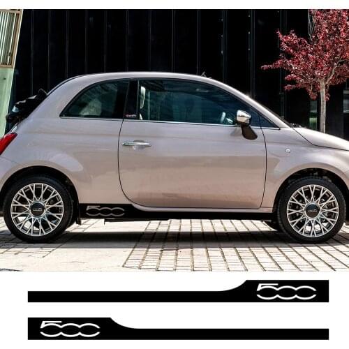2PCS Car Styling Racing Door Side Skirt Trim Stickers For Fiat 500 Auto Body Decoration Customized Decals Car Tuning Accessories