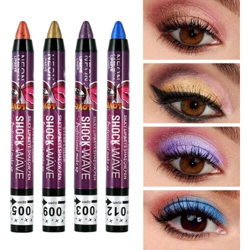 2in1 Glitter Pearlescent Silkworm Eyeshadow Pen Lipsticker Lasting Waterproof Not Blooming Shiny Pearlescent Gel Pen 11 Colors