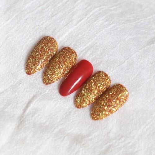 24 beautiful full diamond crystal diamond high heel handmade fake nails Sexy mixed color powder W594