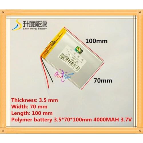 3 line Liter energy battery Tablet pc 3570100 3.7V 4000mAH (polymer lithium ion battery) Li-ion battery for tablet pc