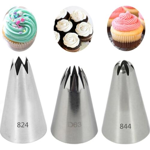 3pcs Big Cream Cake Decoration Piping nozzle set Pastry Tools Stainless Steel Icing tips Cupcake Head