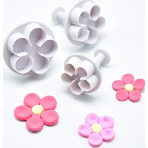3Pcs Cookie Cutter Flower Plunger DIY Cake Fondant Mold Plastic KItchen Gadgets Cake Decorating Tools Baking Accessories