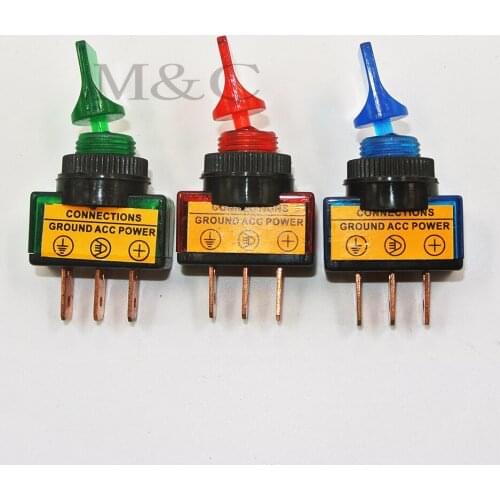 5PCS 12V 20A ILLUMINATED FLICK TOGGLE SPST ON/OFF SWITCH CAR VAN BOAT DASH LIGHT