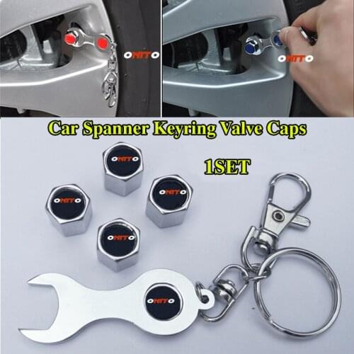 1set Car Styling Metal Spanner Keyring Car Wheel Rim Valves Caps Covers For All Car for E60 E90 F10 F30 for Passat B6 B7 CC