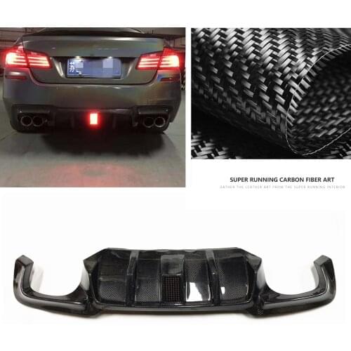 Rear Bumper Diffuser For BMW F10 528i 530i M Sport 2011-2016 Carbon Fiber With Light Car Exterior Exhaust Bracket Splitter Lip