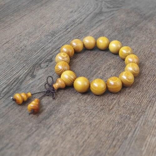 15 18 20 MM Gold Sandalwood Bracelets Mens Tibetan Buddha Bracelet Healing Prayer Mala Chakra Strand Bracelet Lucky Jewelry