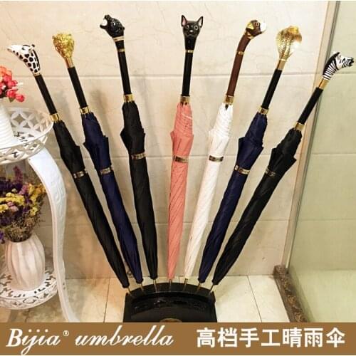 British BIJIA Golden Lion Zebra Giraffe Black Panther Flamingo Loyal Dog Golden Eagle Head Cute Cat Straight Umbrella
