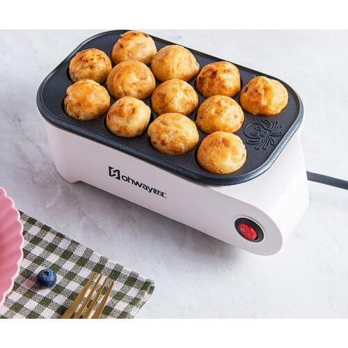 Household Automatic Mini Takoyaki Octopus Maker Multi-function Japanese Octopus Ball Cake Machine Non-Stick Plate 220V/White