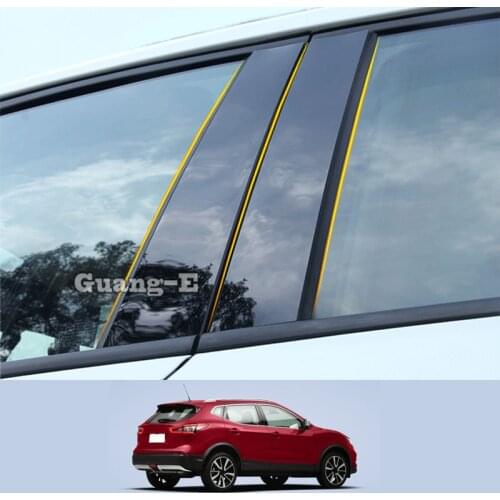 For Nissan Qashqai j11 2016-2021 Car PC Material Pillar Post Cover Door Trim Window Piano Black Molding Sticker Plate