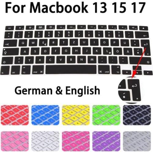 European German Letters Keyboard Protector For Macbook Air Pro Retina 13" 15" 17" Laptop Skin Covers for Mac Book 13 15 QWERTZ