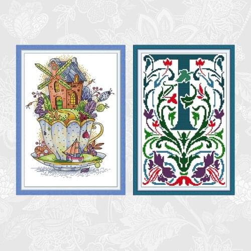 Fantasy and Letter Patterns DIY Handmade Cross Stitch Kits DMC Embroidery Sets 14CT 11CT Printed Canvas Needlework Home Decor