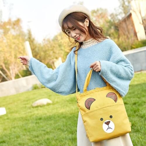 Canvas bag female diagonal student large-capacity Korean literary ins shoulder hand carrying simple shoulder tote bag