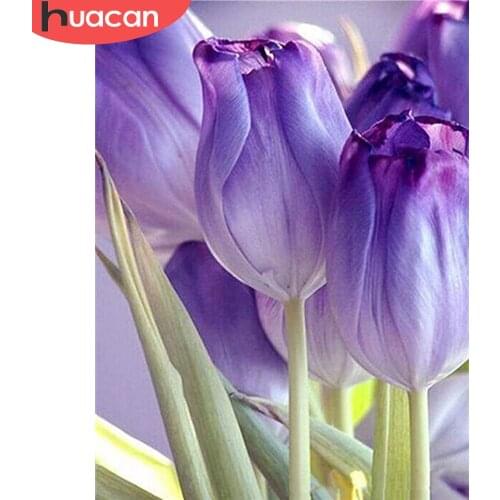 HUACAN 5D DIY Diamond Painting Tulip Diamond Embroidery Sale Flower Pictures Of Rhinestones Mosaic Cross Stitch Decortion